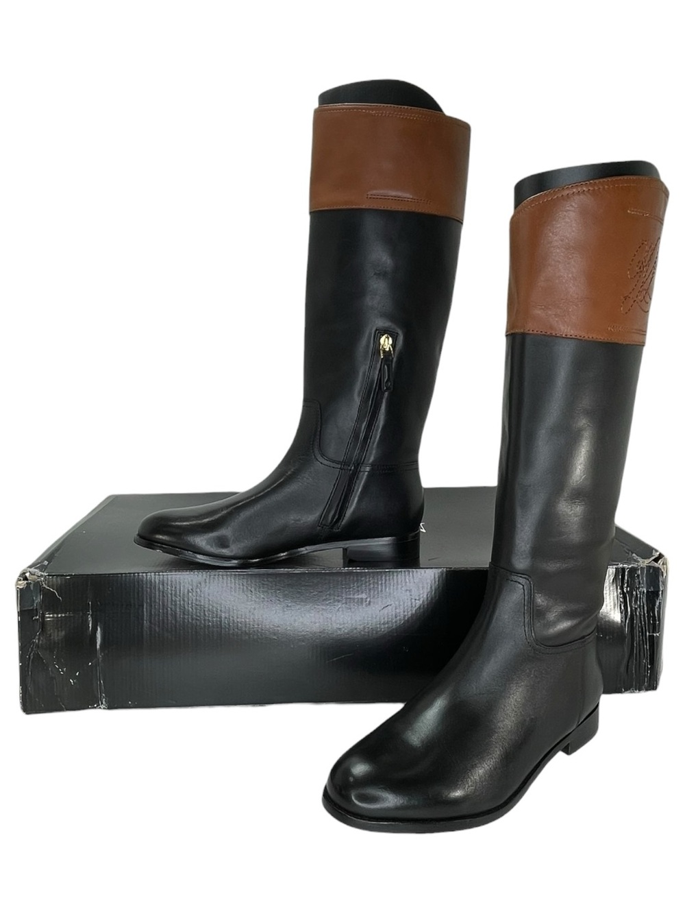 Lauren Ralph Lauren Justine Black Leather Knee High Womens Boots Size 9M